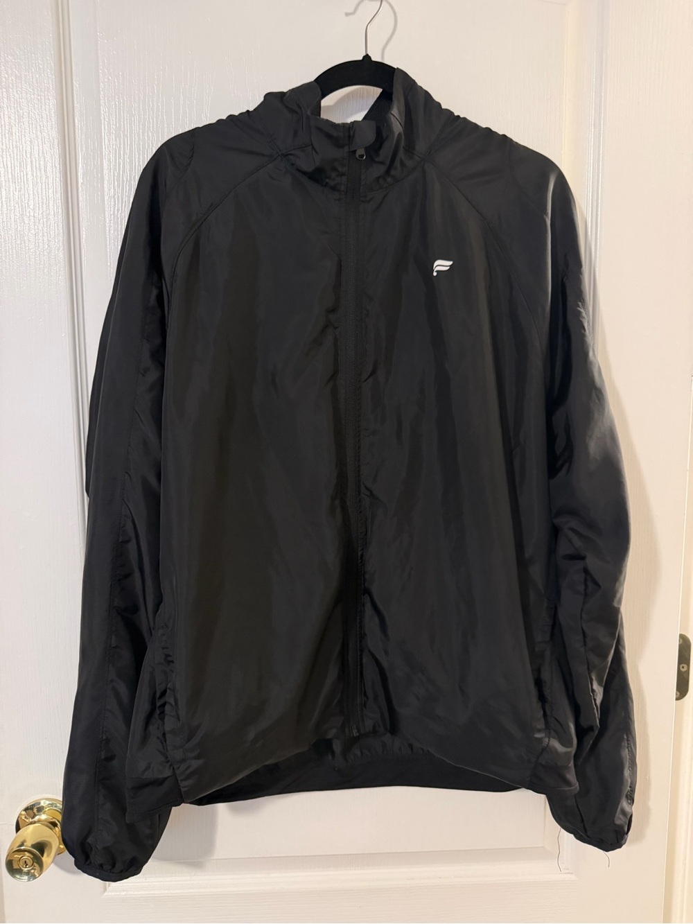 Fabletics Men's Black Full-Zip Windbreaker with Hood